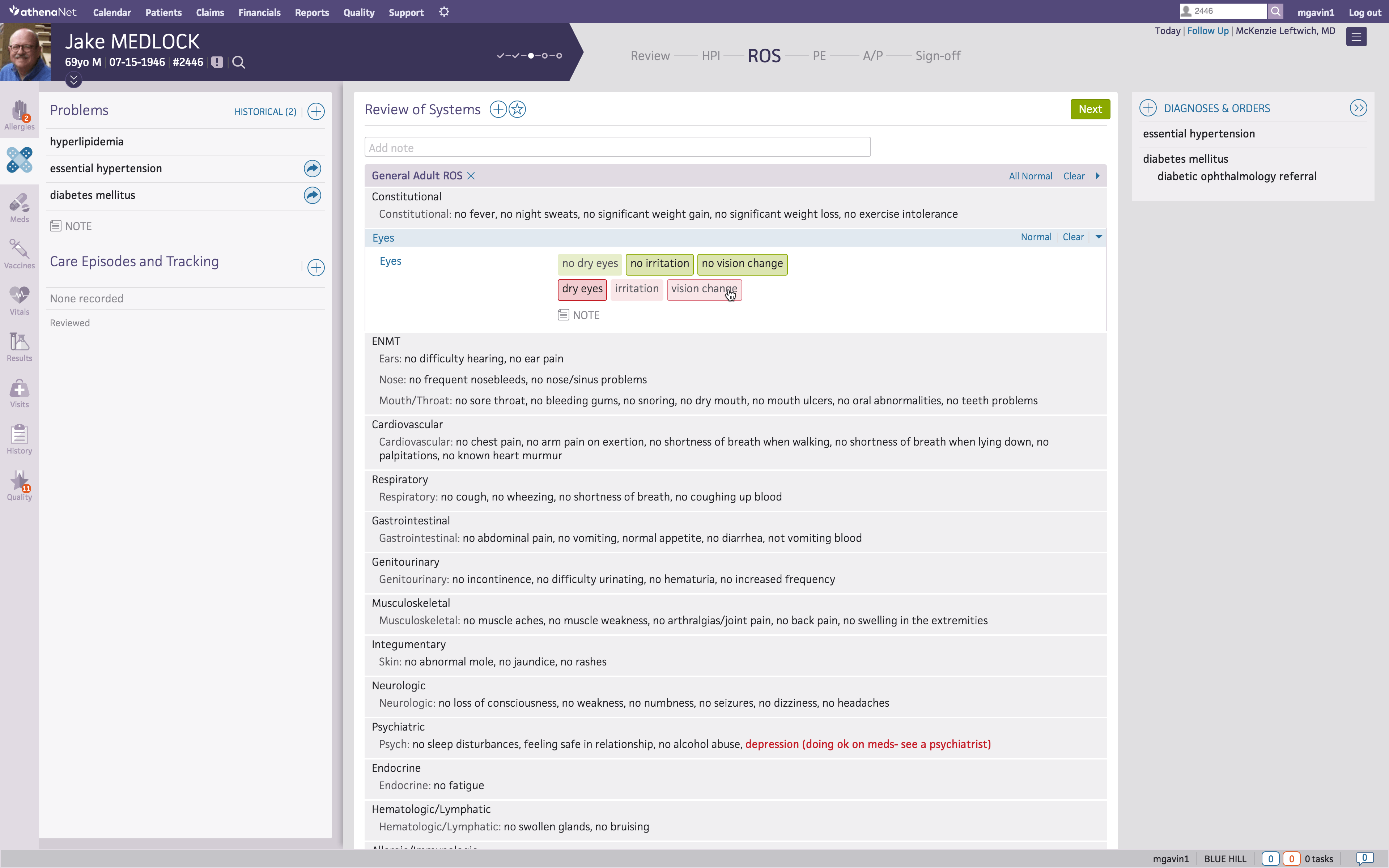 athenahealth EHR patient dashboard.