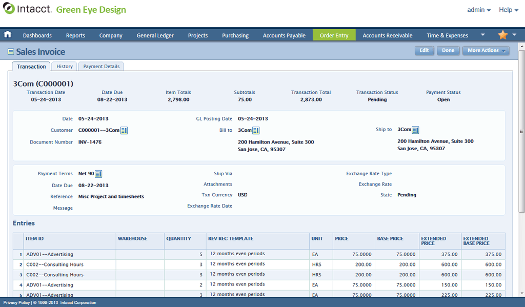 intacct ERP and accounting