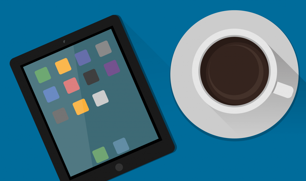 image of project management app and coffee