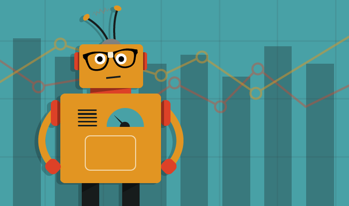 image of crm graphs and a robot