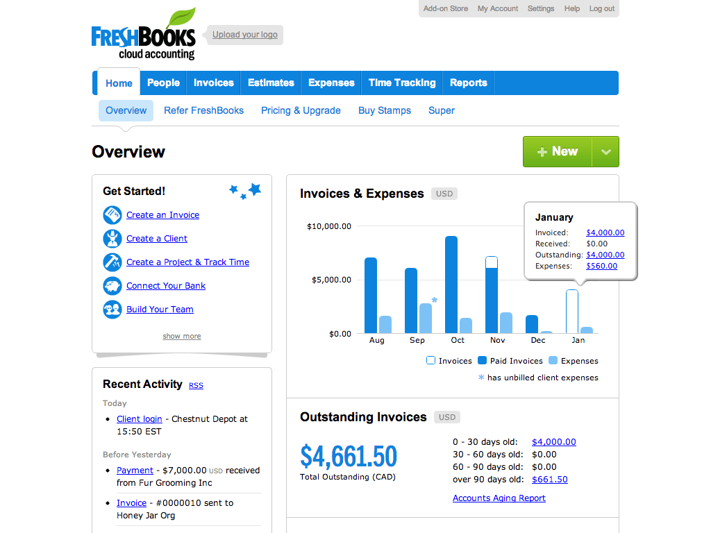 freshbooks invoice screenshot