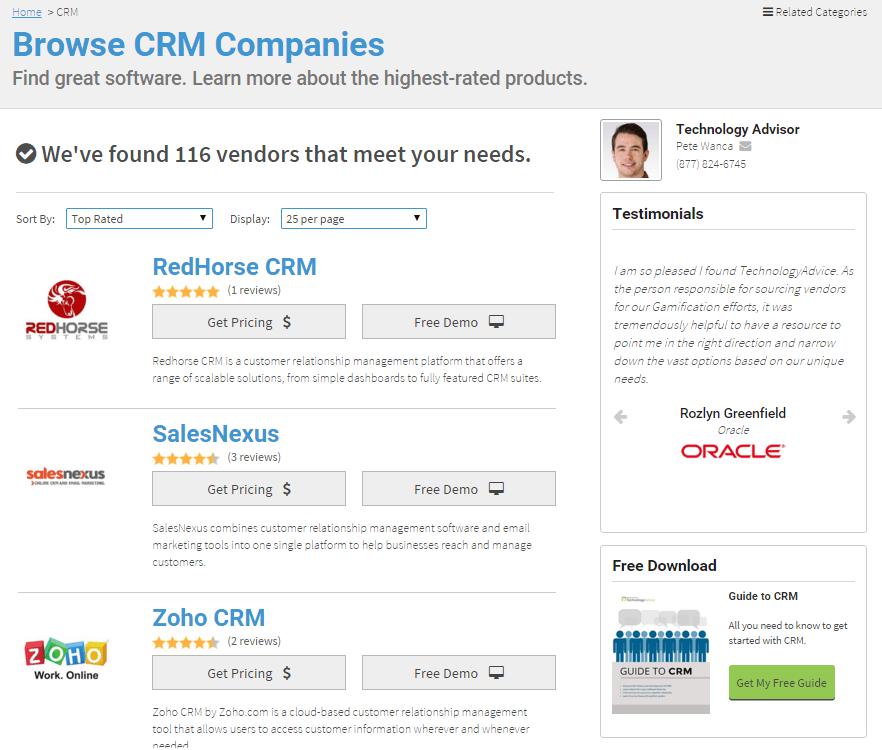 browse CRM software reviews