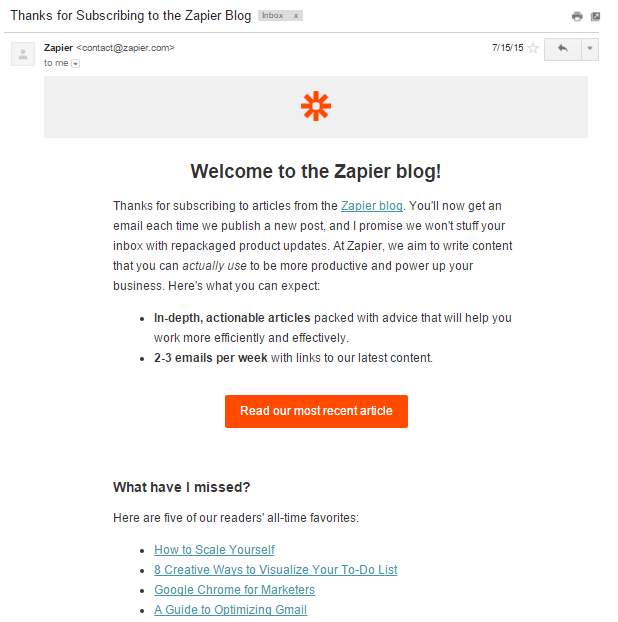 zapier blog subscribe