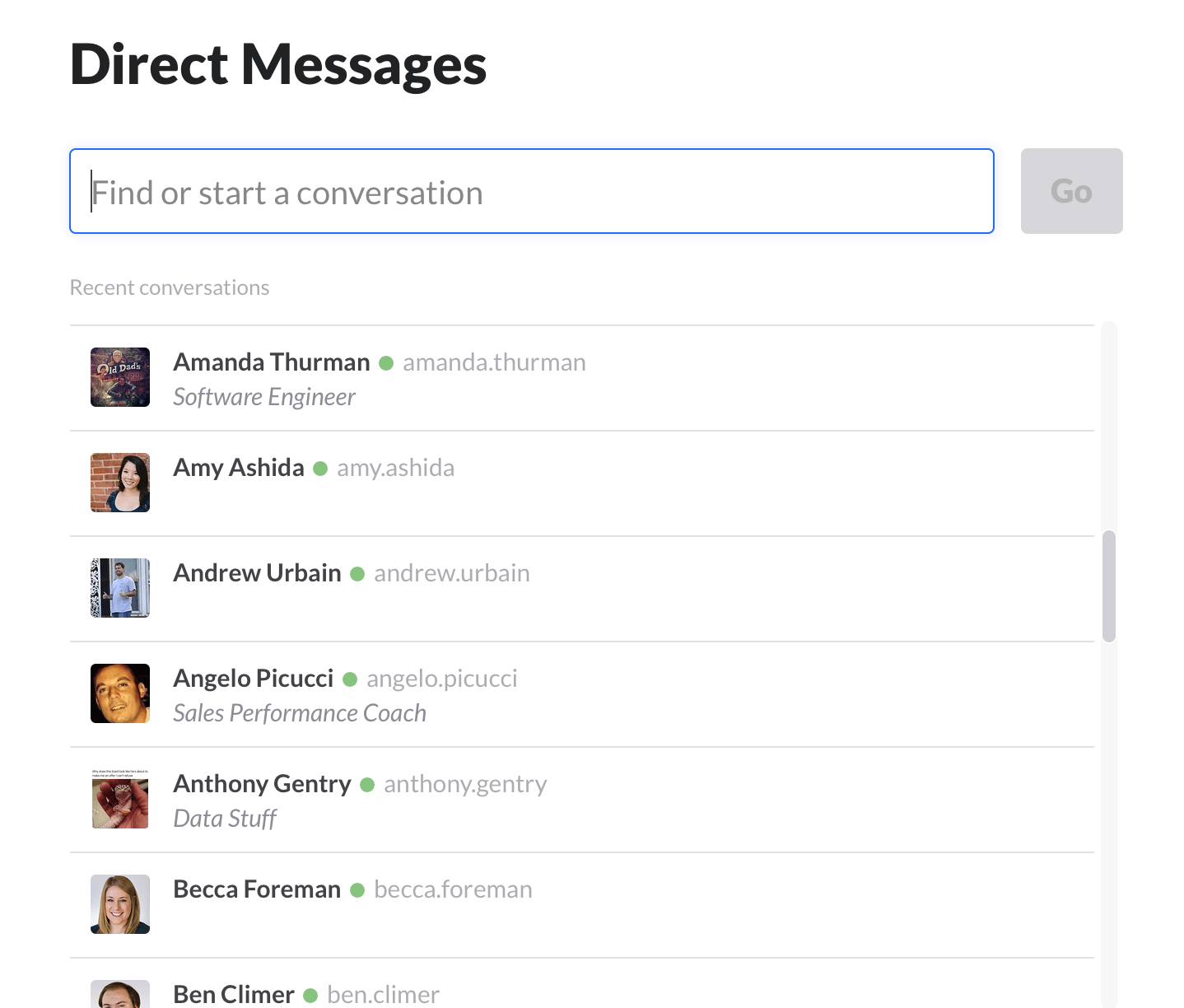 direct messages slack