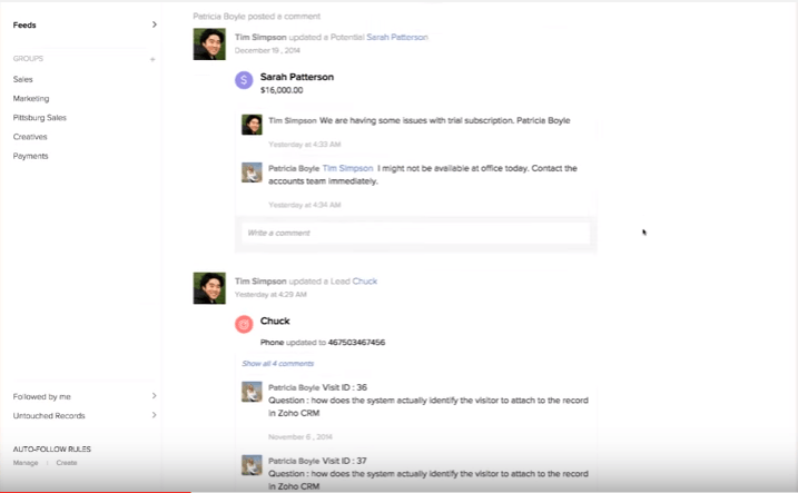 Zoho Feed View