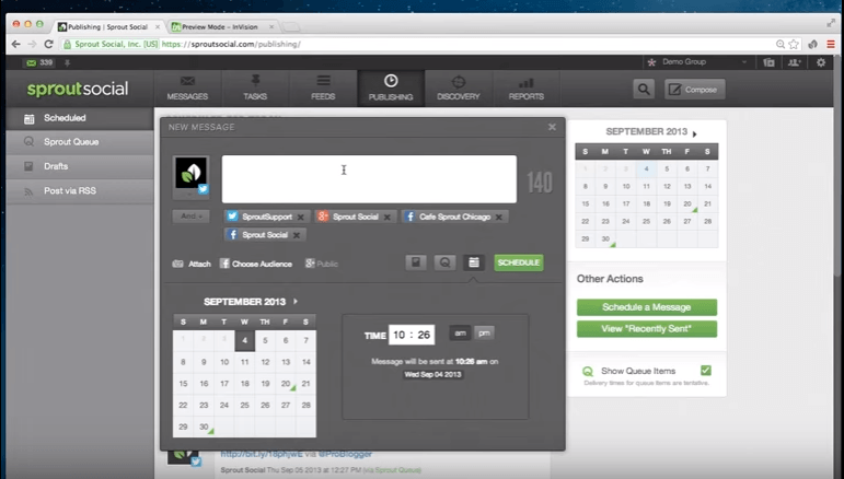 Scheduling a message in Sprout Social