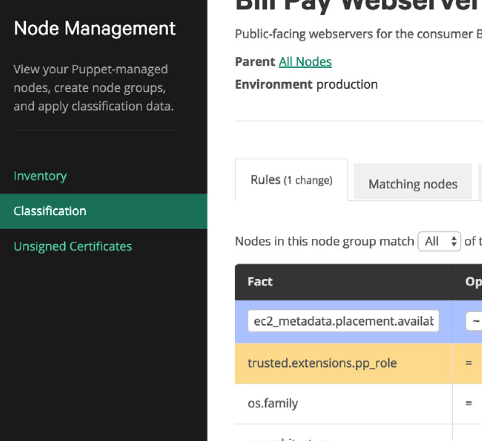 puppet node management screenshot