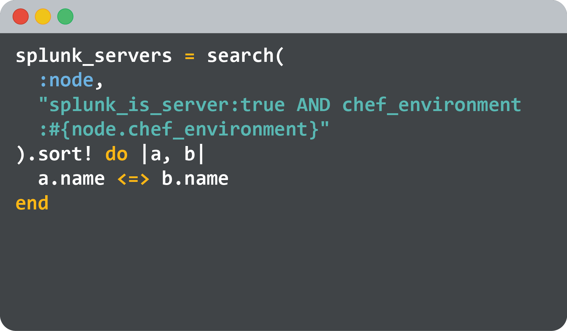 Chef lets you Use search-based policy to dynamically update node configuration based on data from other nodes.