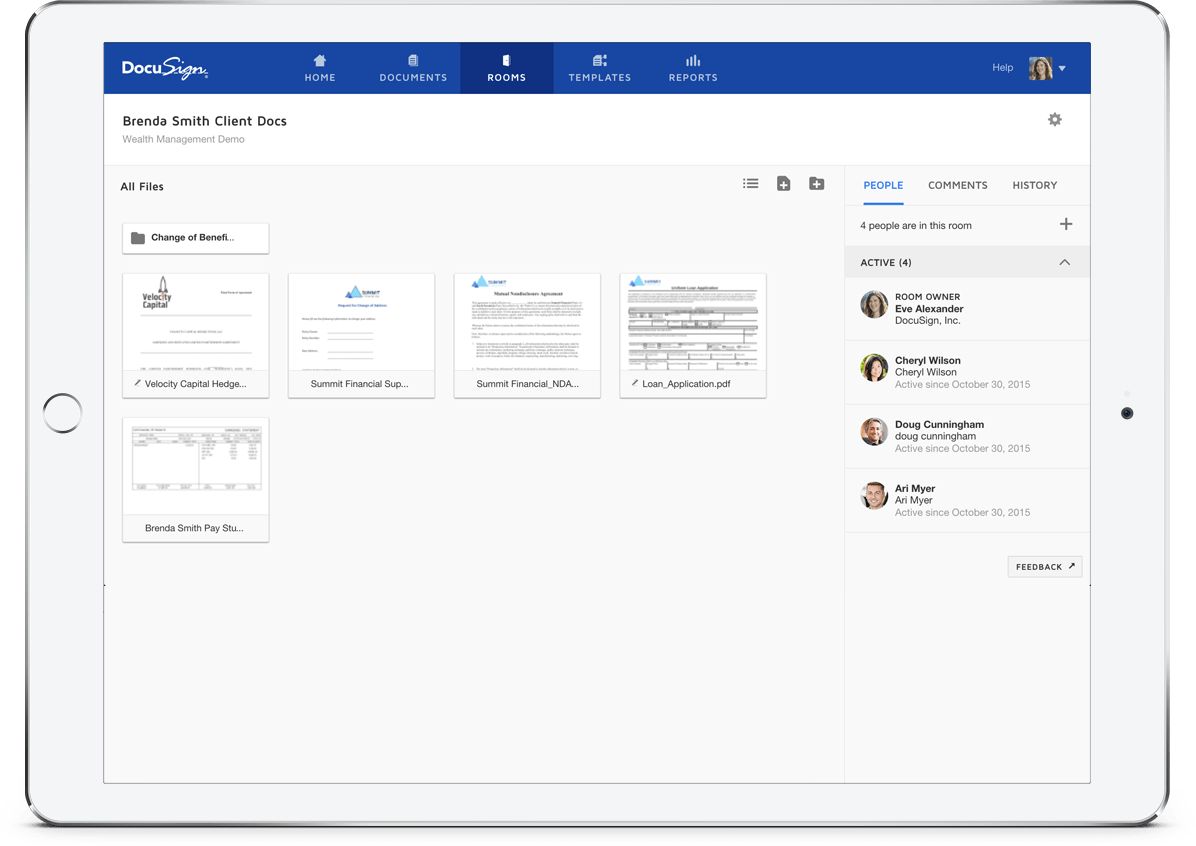 DocuSign Room feature