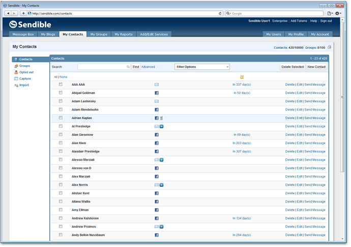 sendible vs hootsuite: sendible contact management
