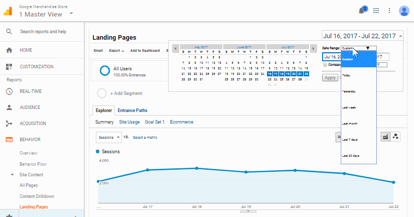 comparison time over time reports