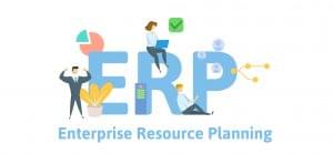 ERP spelled out with big, blue block letters