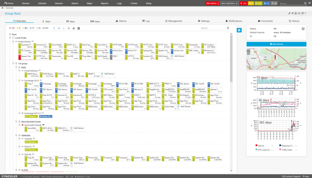 prtg monitoring database folder size