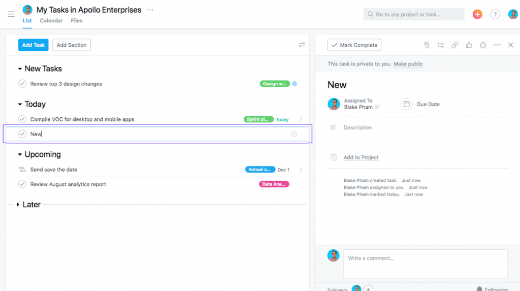 how to toggle between list and board view in asana