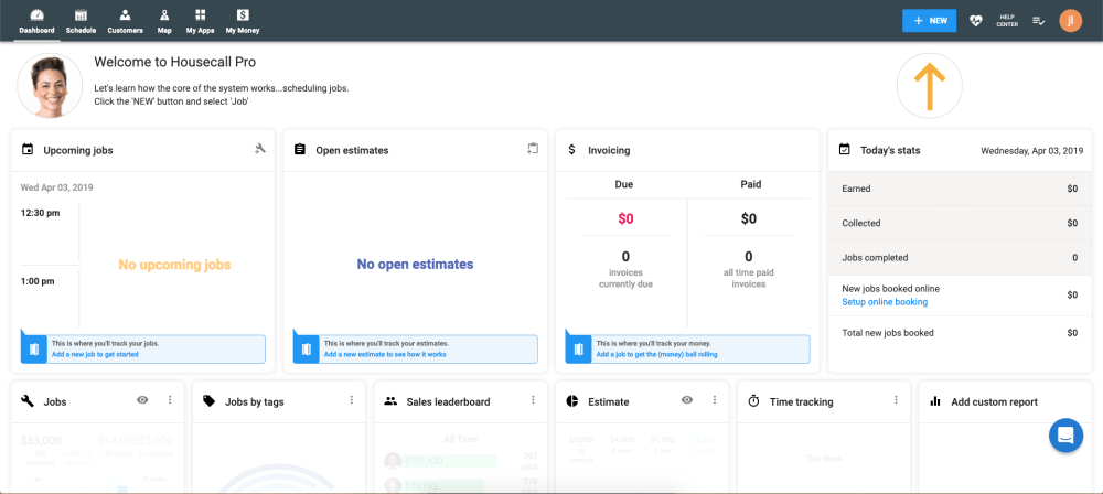 Screenshot of the user interface in Housecall Pro.