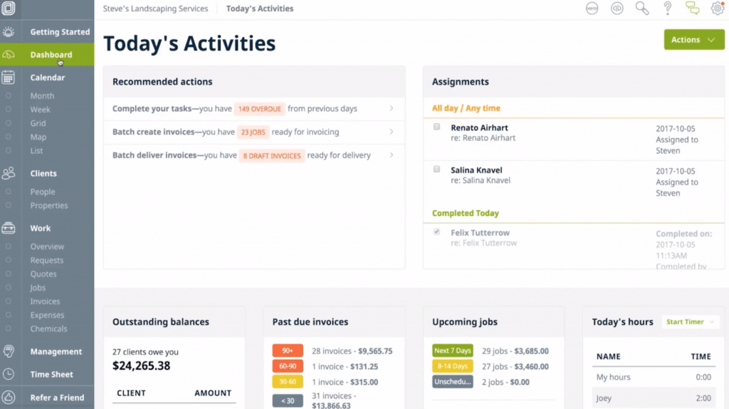 Screenshot of the user interface in Jobber.