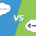 Illustration of the logos for ActiveCampaign and Mailchimp with "vs" in the middle.