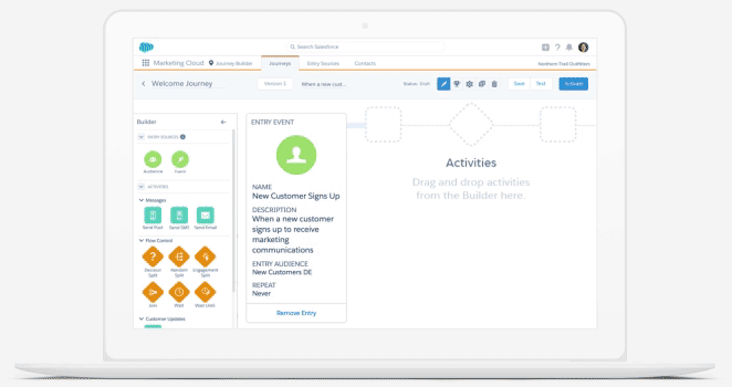 A GIF showing how to use Salesforce for customer journey management.