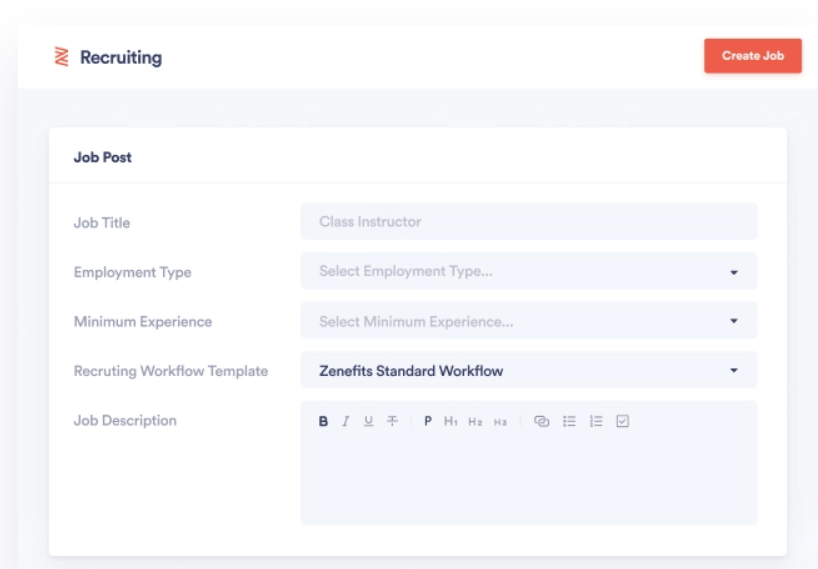 Zenefits enables syndicated job postings across multiple job boards.