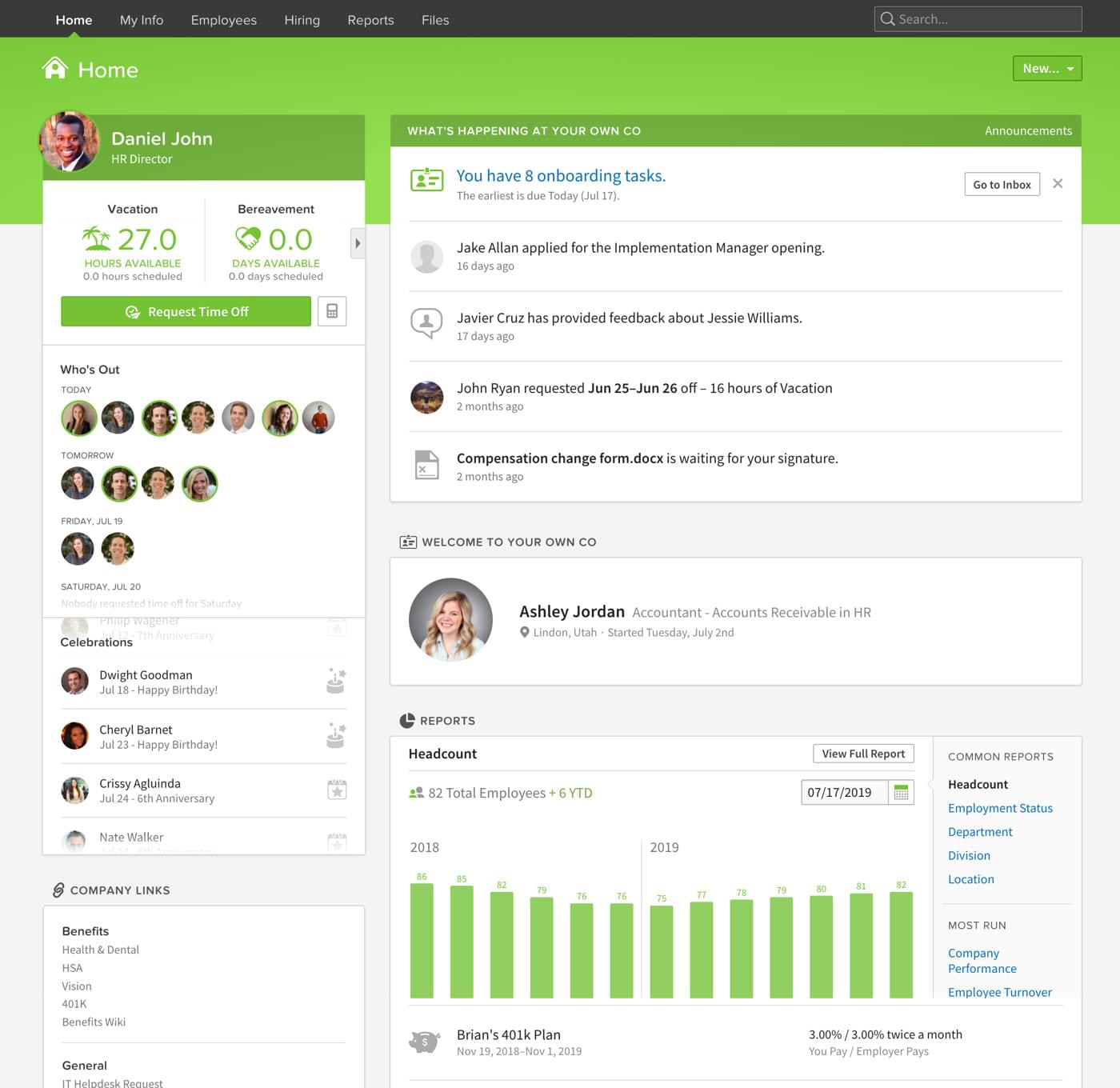 Screenshot of BambooHR platform.