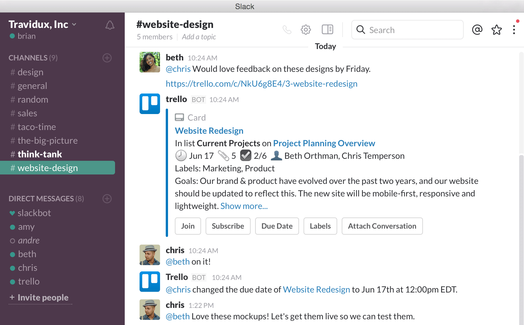 trello slack integration free