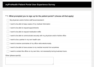 myprohealth patient portal survey