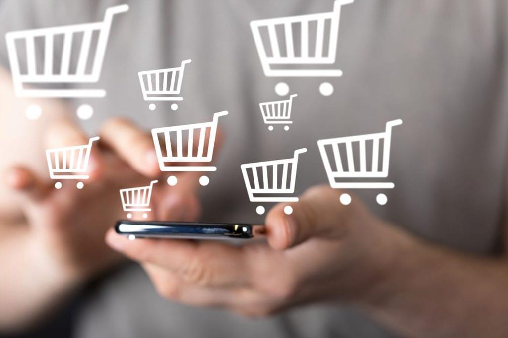Person shopping online on their mobile phone.