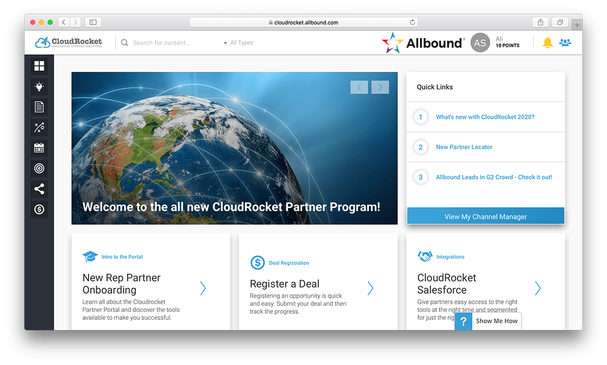 Allbound dashboard.