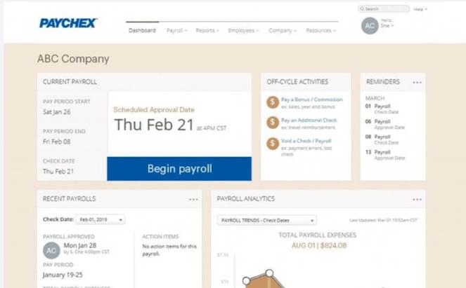 Paychex payroll software.