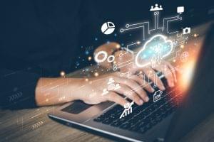 A user accesses data and data analysis in the cloud.
