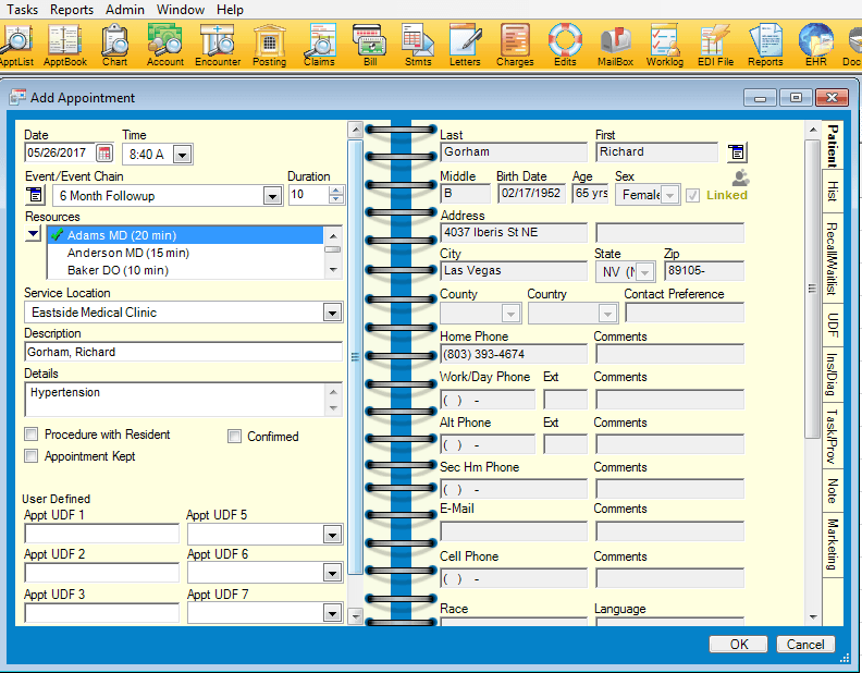 NextGen Healthcare EHR EMR software internal screen view.
