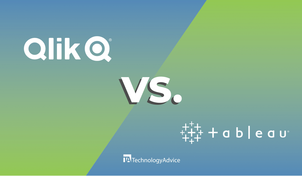 Comparison graphic with Qlik and Tableau logos.