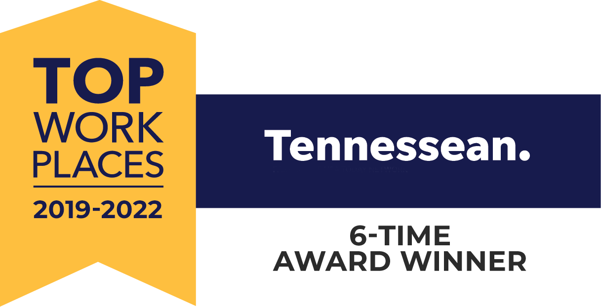 Tennessean Top Work Places 6-Time Award Winner Badge