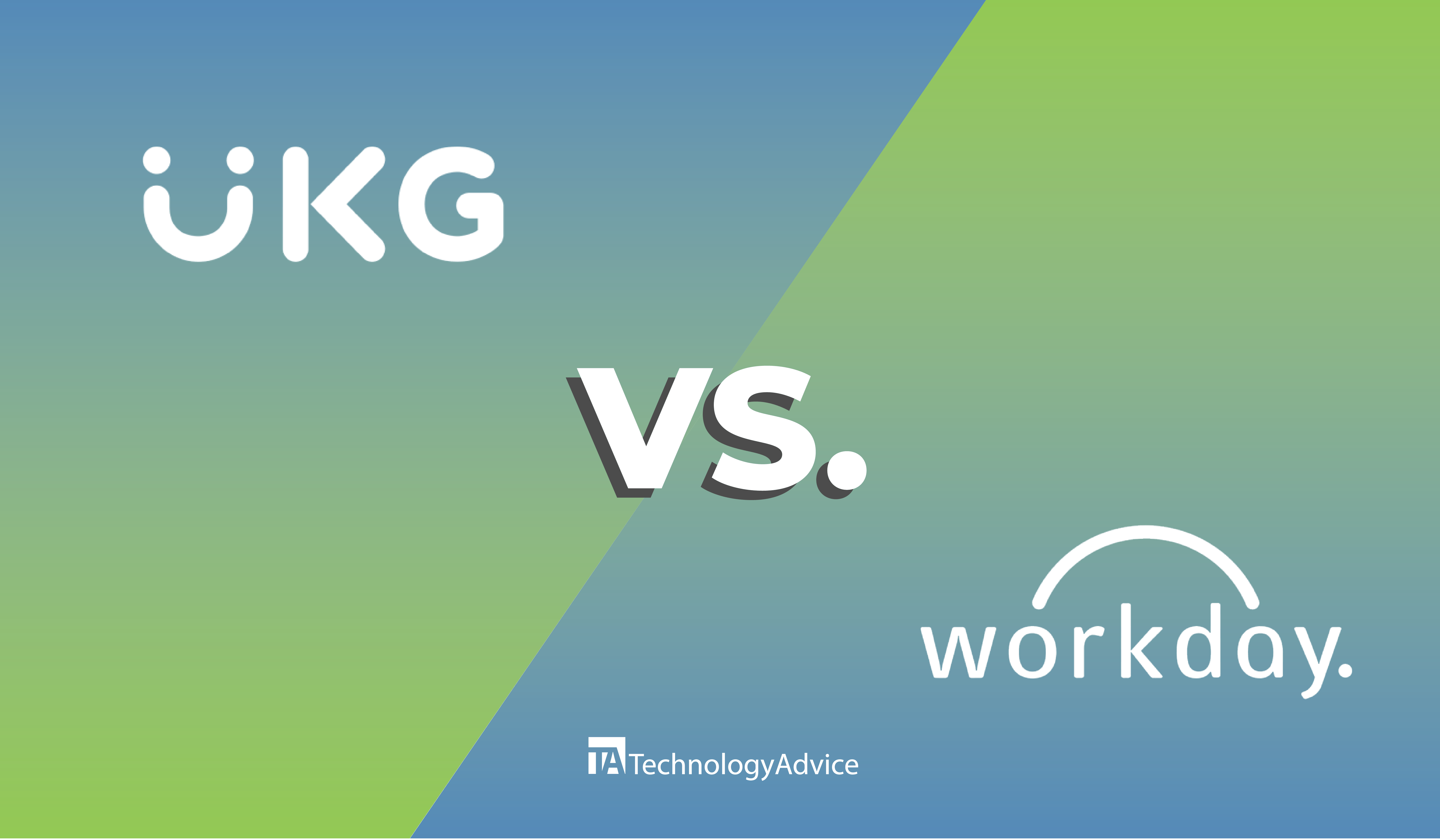 Comparison graphic with UKG and Workday logos.