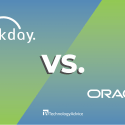 A decorative image with Workday vs Oracle written.