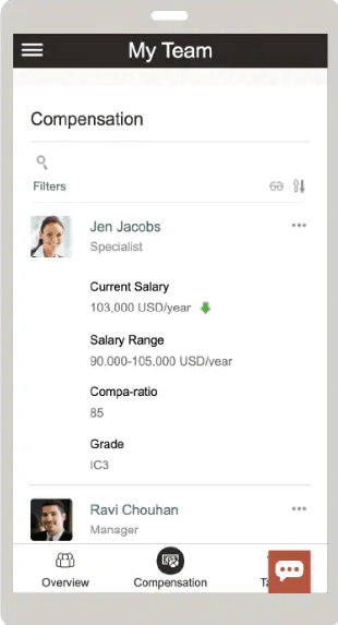 Oracle's mobile compensation management app.