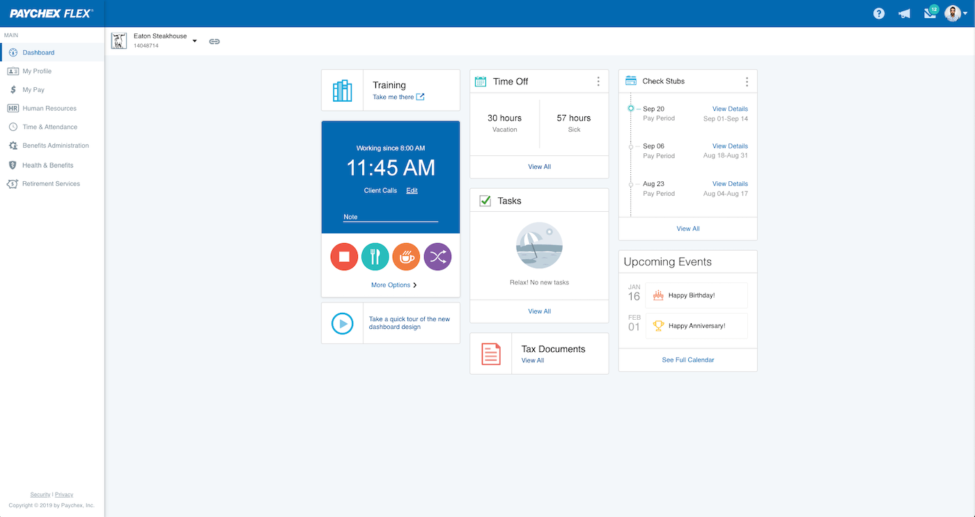 Screenshot of Paychex platform.