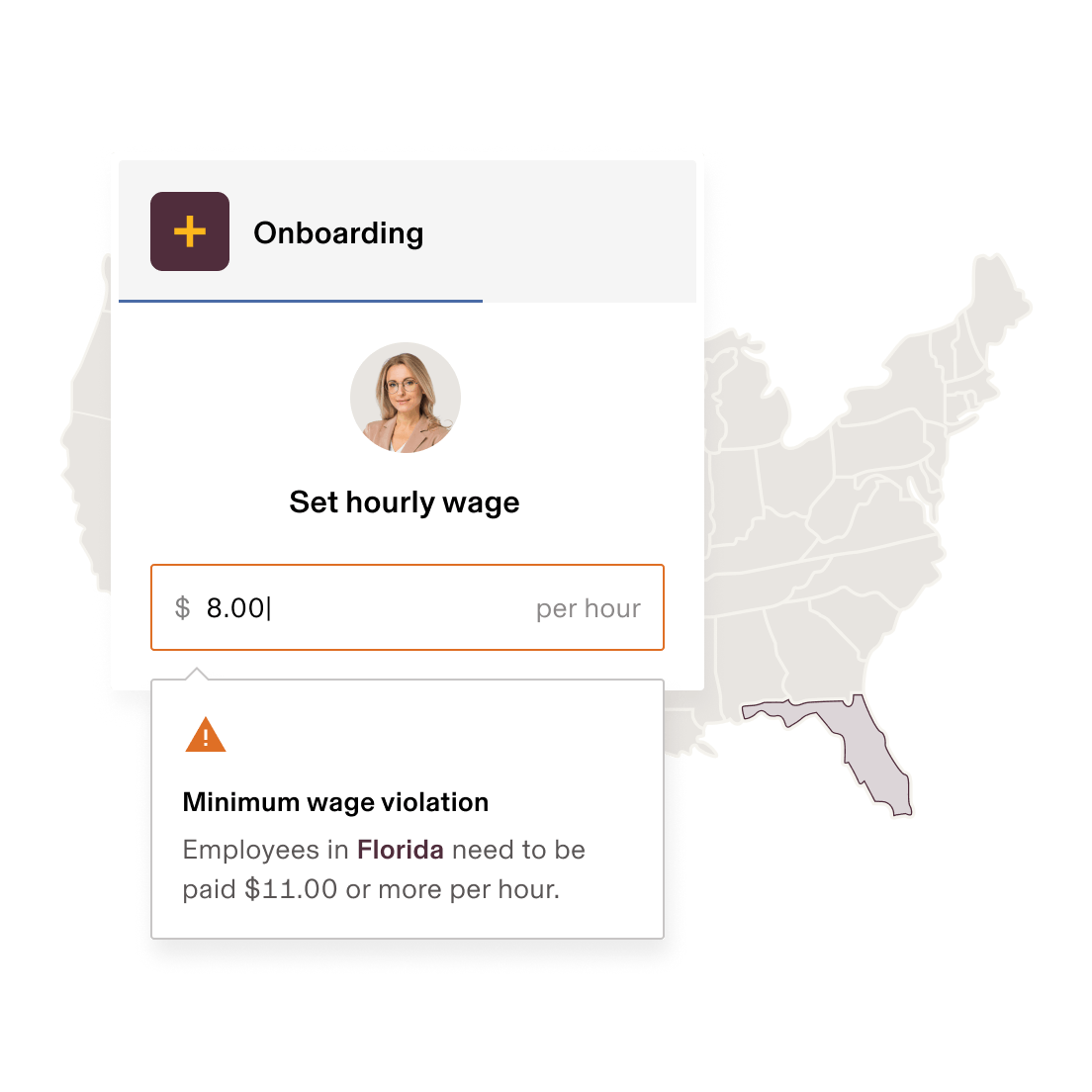 employer view when setting hourly wage for an onboarded employee