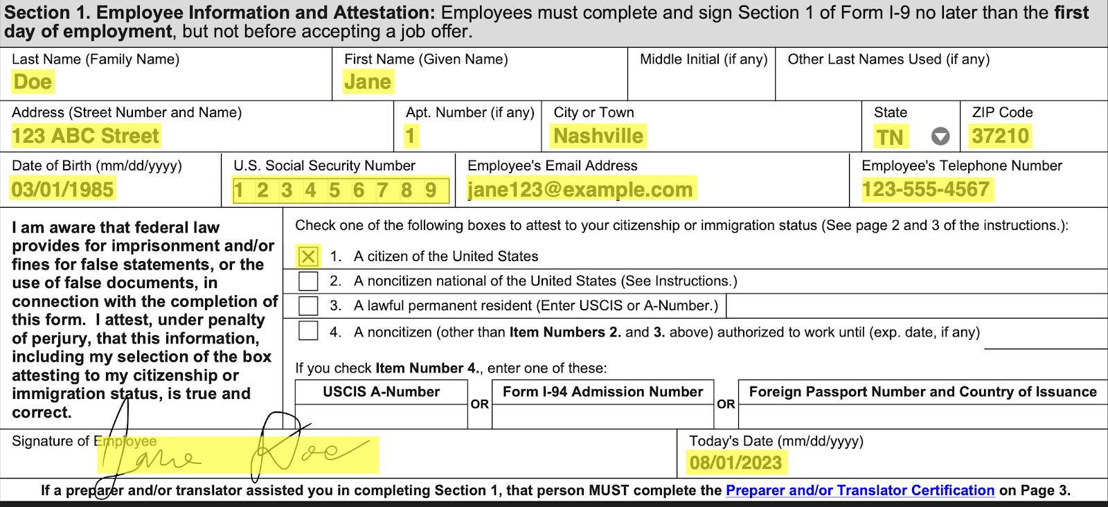 How To Fill Out I 9 Form New For 2023 8919