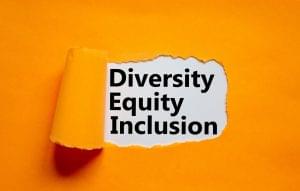 Diversity, equity, inclusion DEI symbol in an orange background.